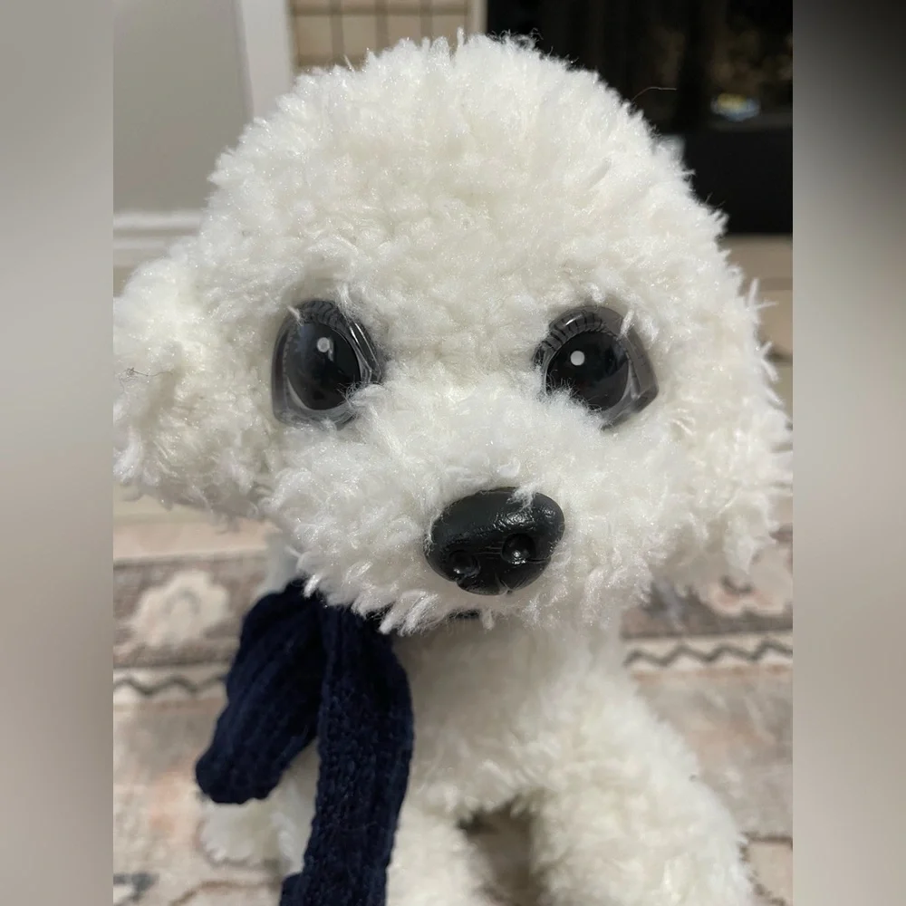 Teddy dog Bichon frise white tender, soft and realistic with scarf